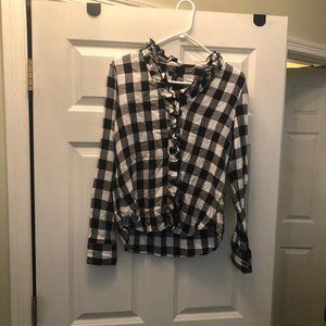 GAP Black and White Check Blouse